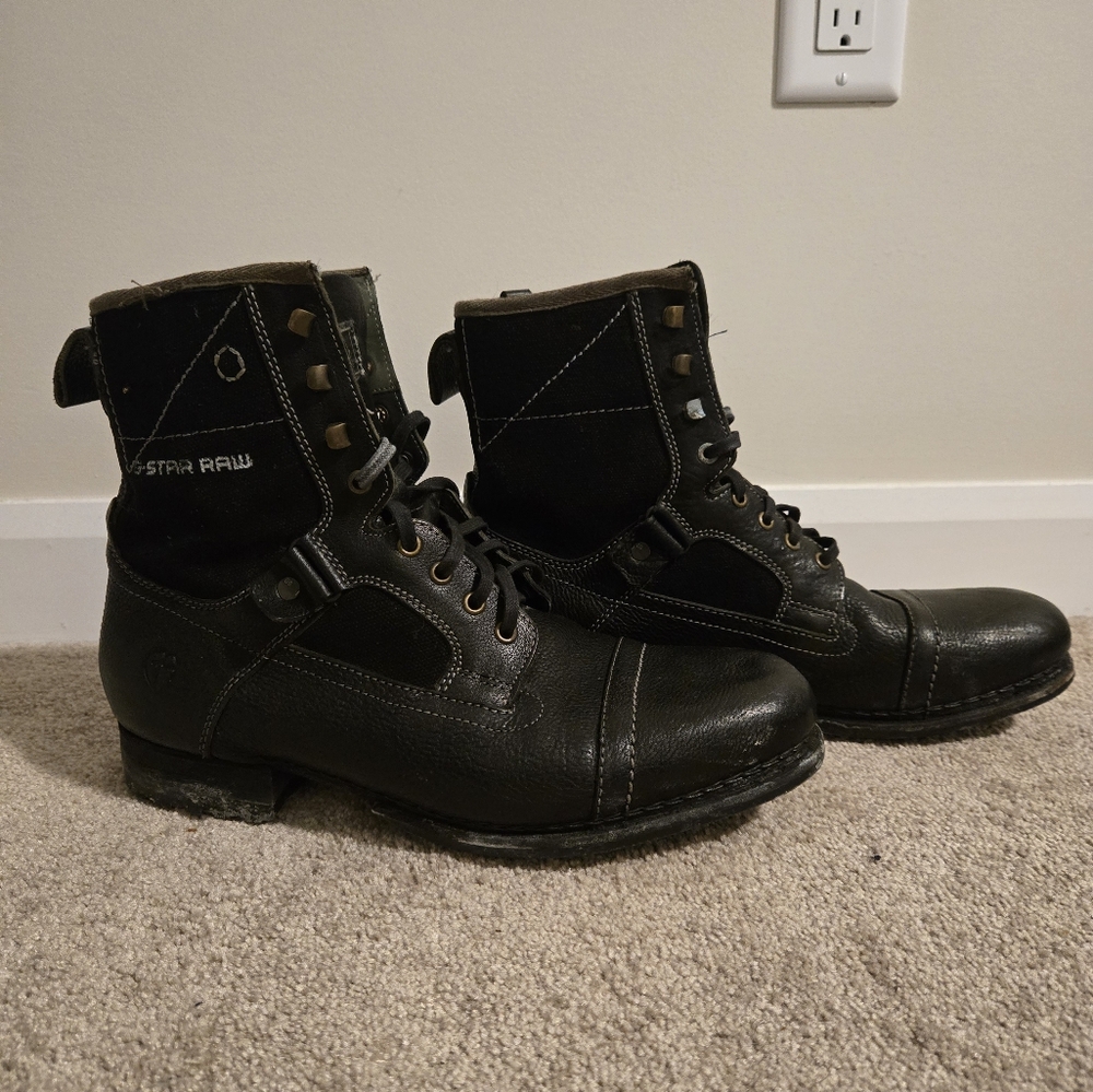 G-Star Men's Black Leather Boots